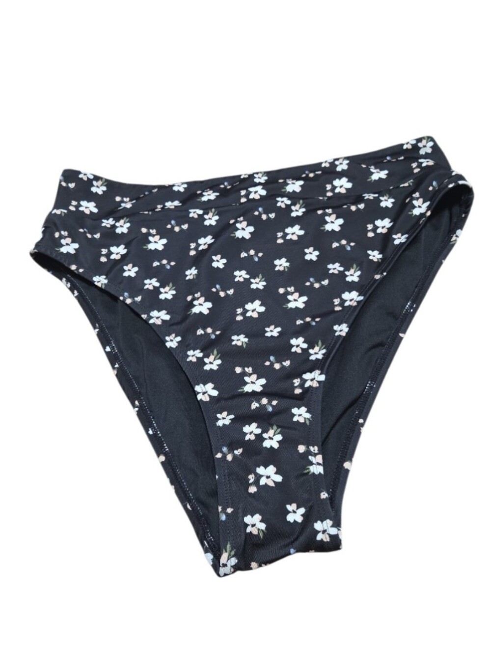 Aeropostale New Floral Highwaist Cheeky Bikini Bottoms Womens Size Large Black